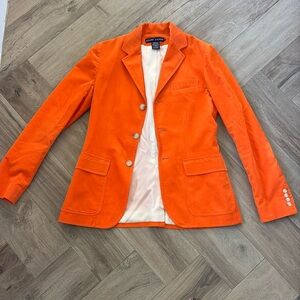Ralph Lauren blue label orange corduroy blazer. 100% cotton. Size 6.